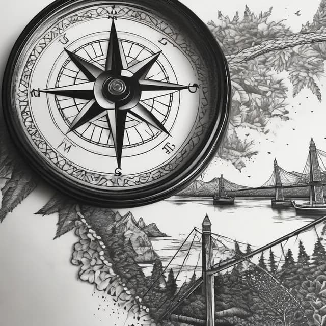 Compass And Bridge tattoo design