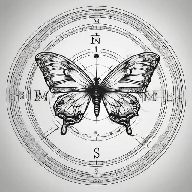Compass And Butterfly tattoo design