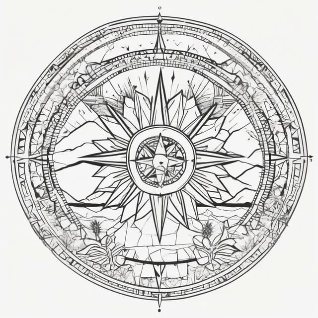 Compass And Cactus tattoo design