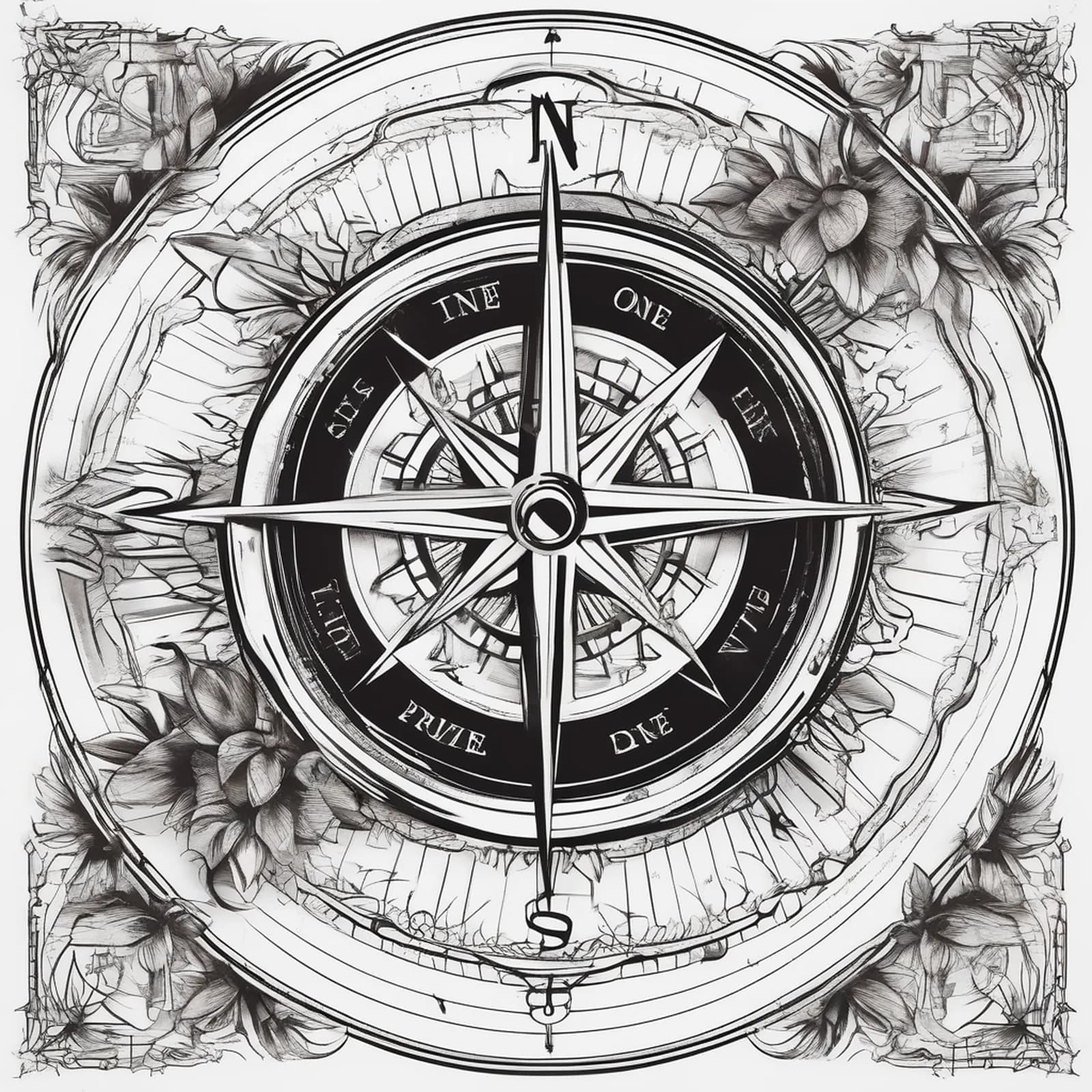 Compass And Camera tattoo design, alternative version 2