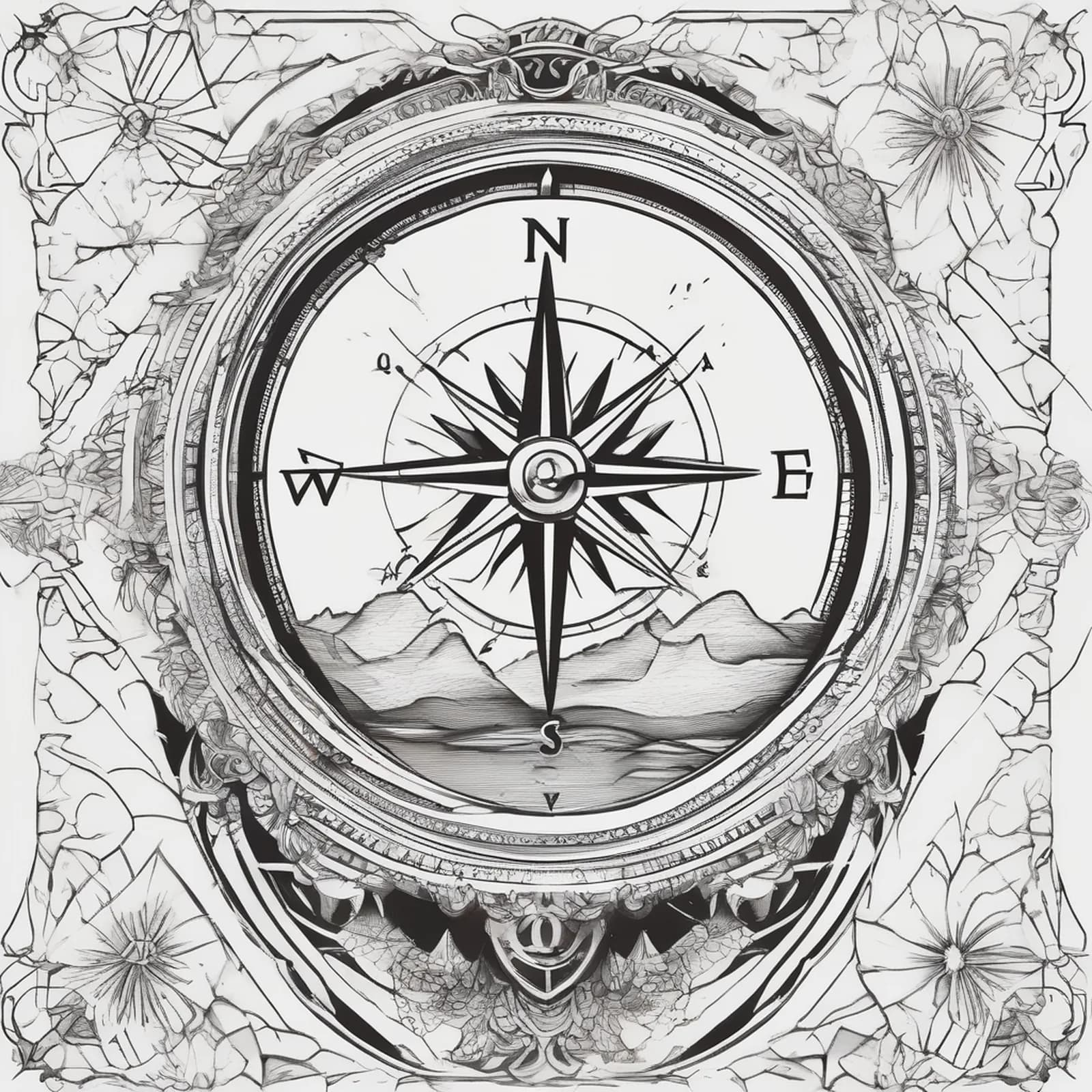 Compass And Camera tattoo design, alternative version 3