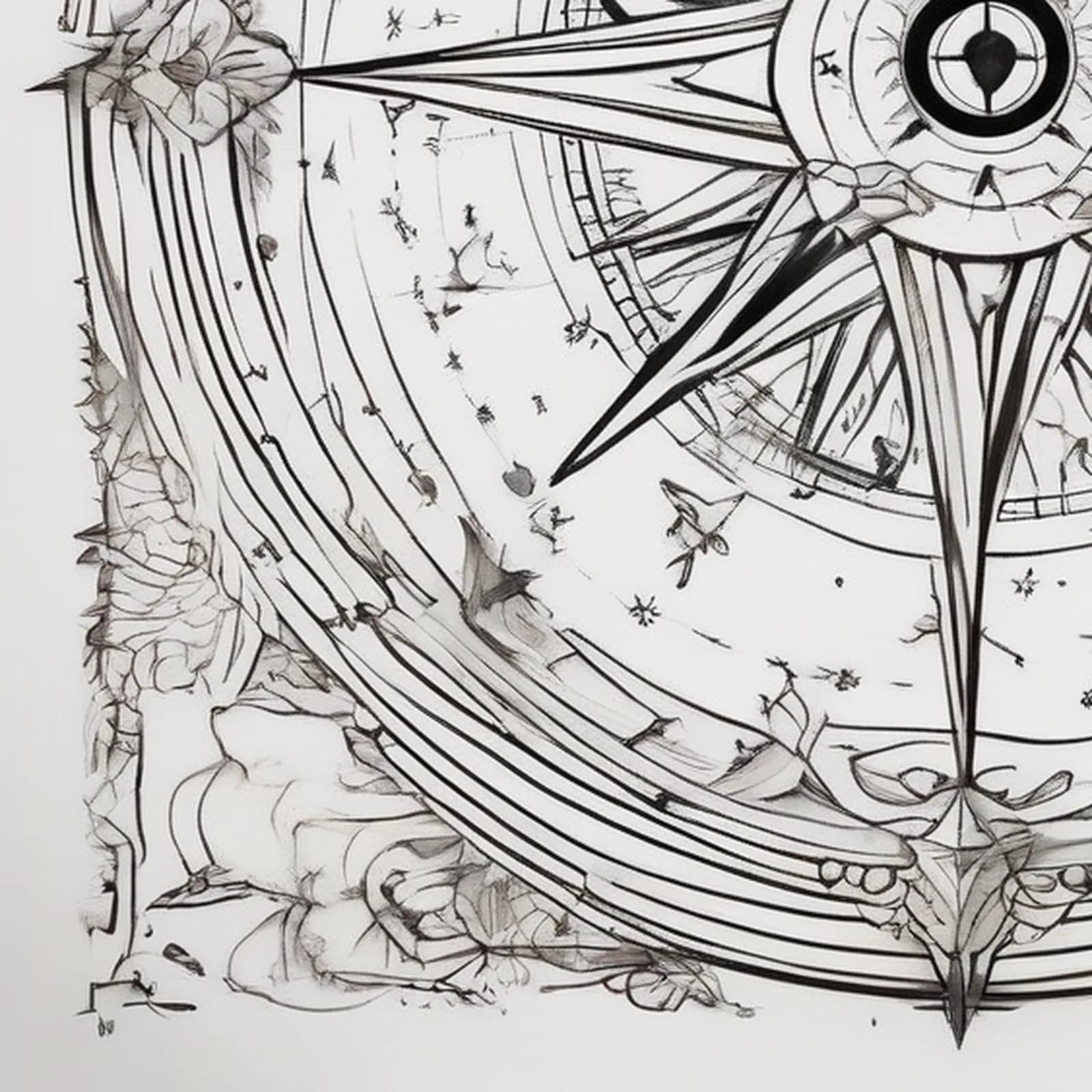 Compass And Constellation tattoo design, close-up detail
