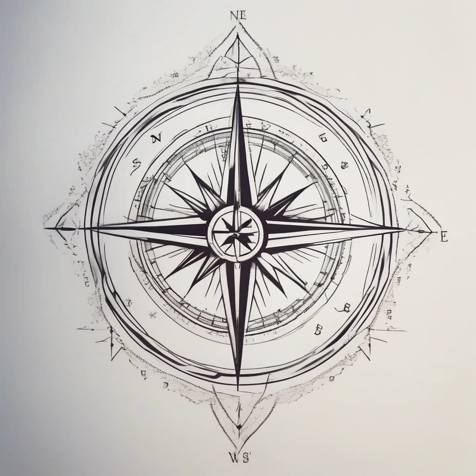 Compass And Constellation tattoo design, alternative version 2
