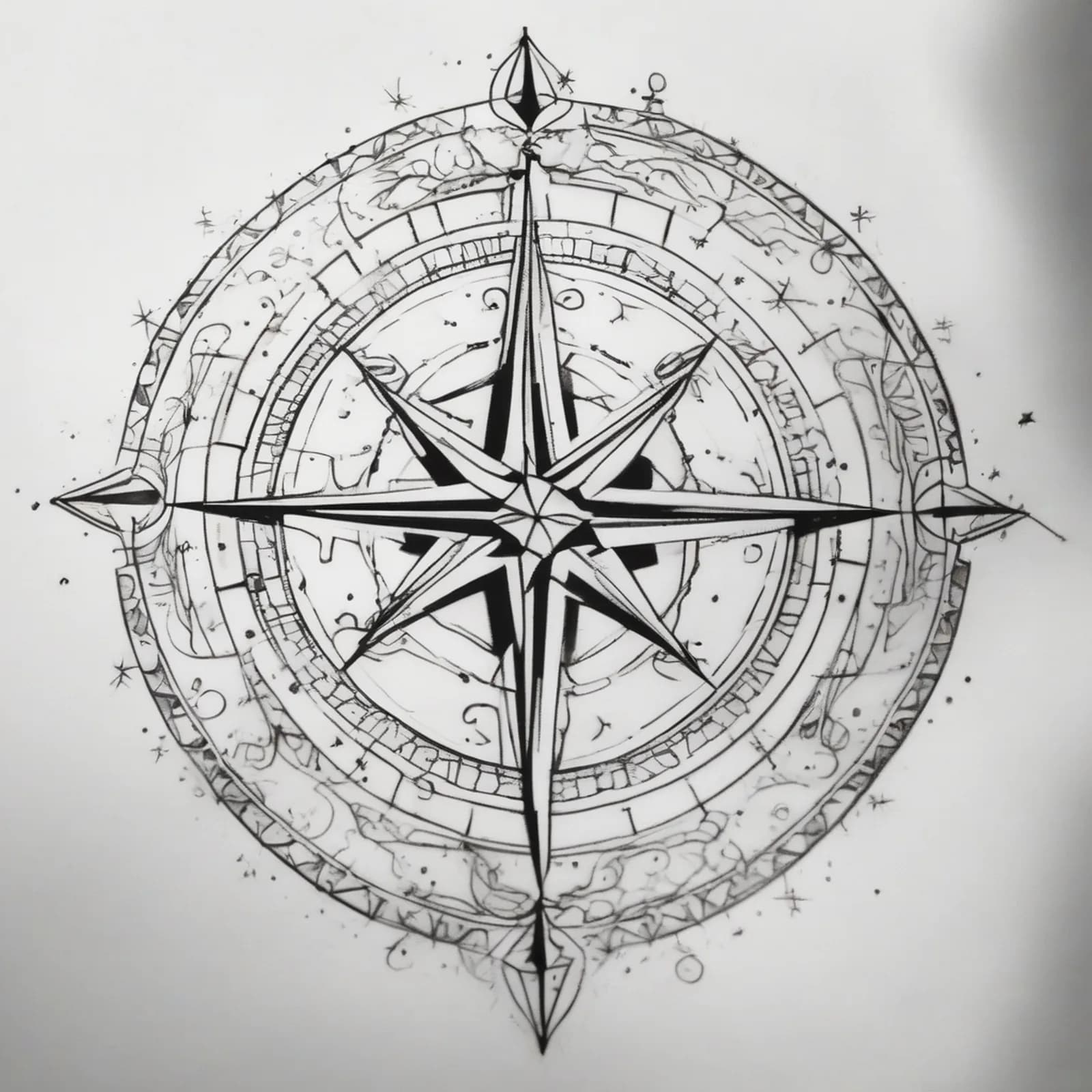Compass And Constellation tattoo design, alternative version 3