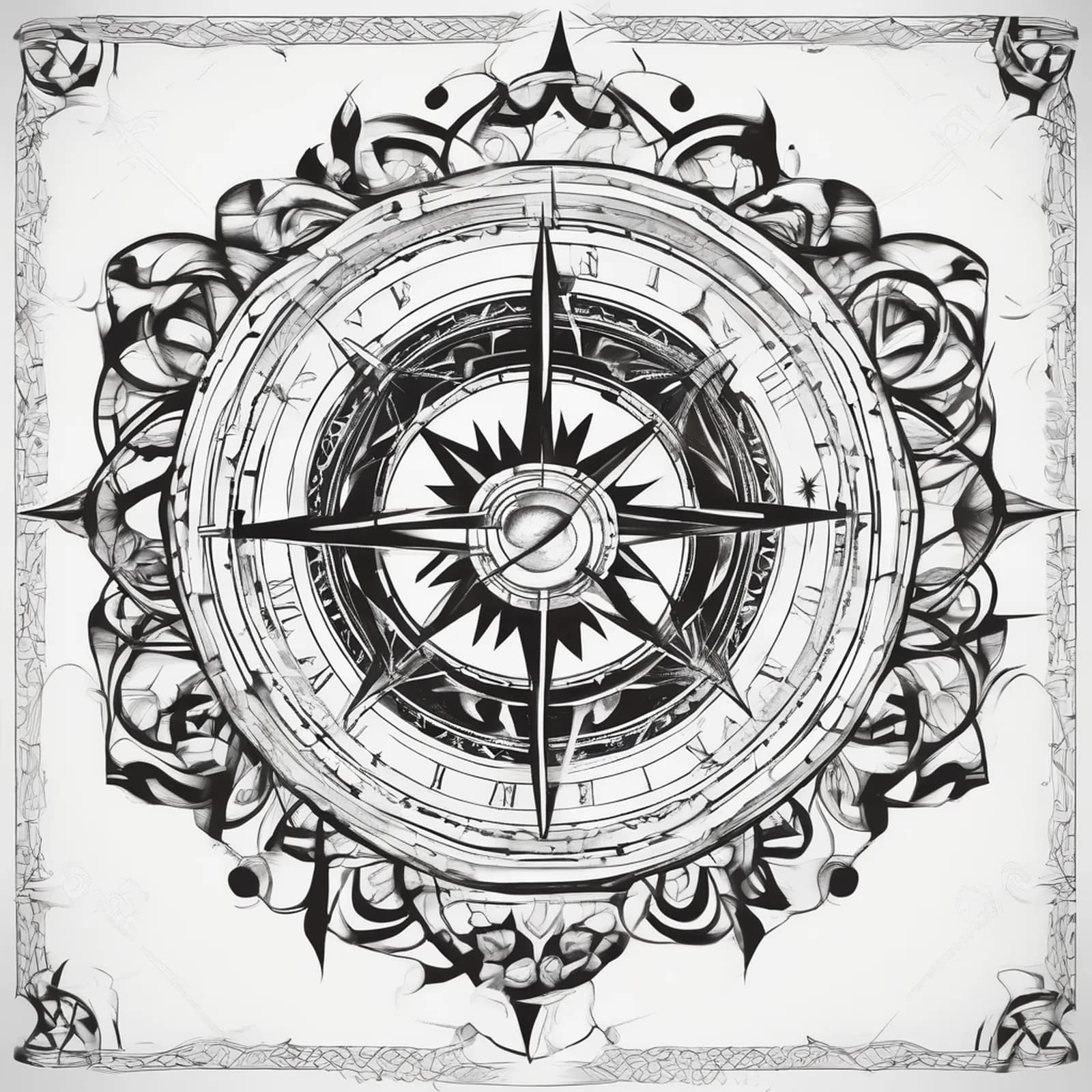 Compass And DNA Helix tattoo design