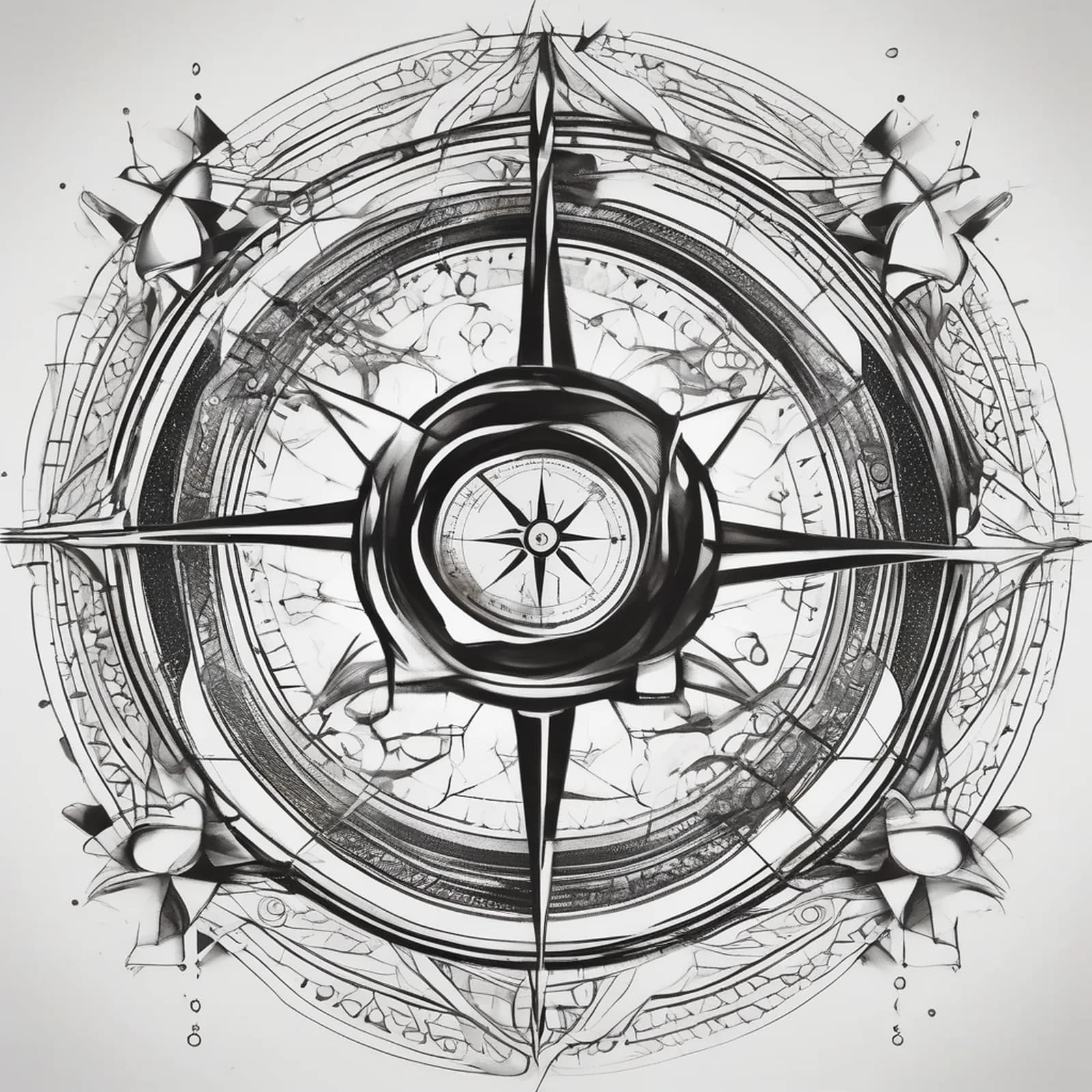 Compass And DNA Helix tattoo design, alternative version 2