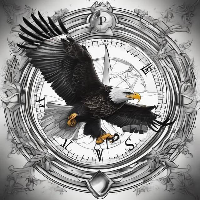 Compass And Eagle tattoo design