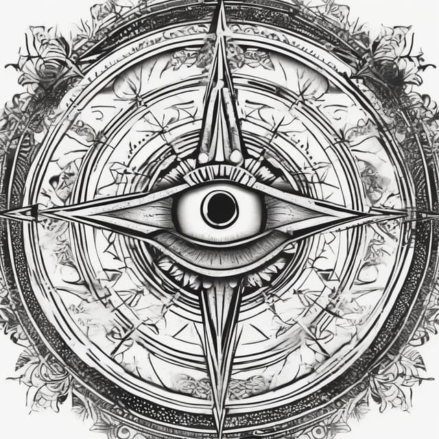 Compass And Eye tattoo design