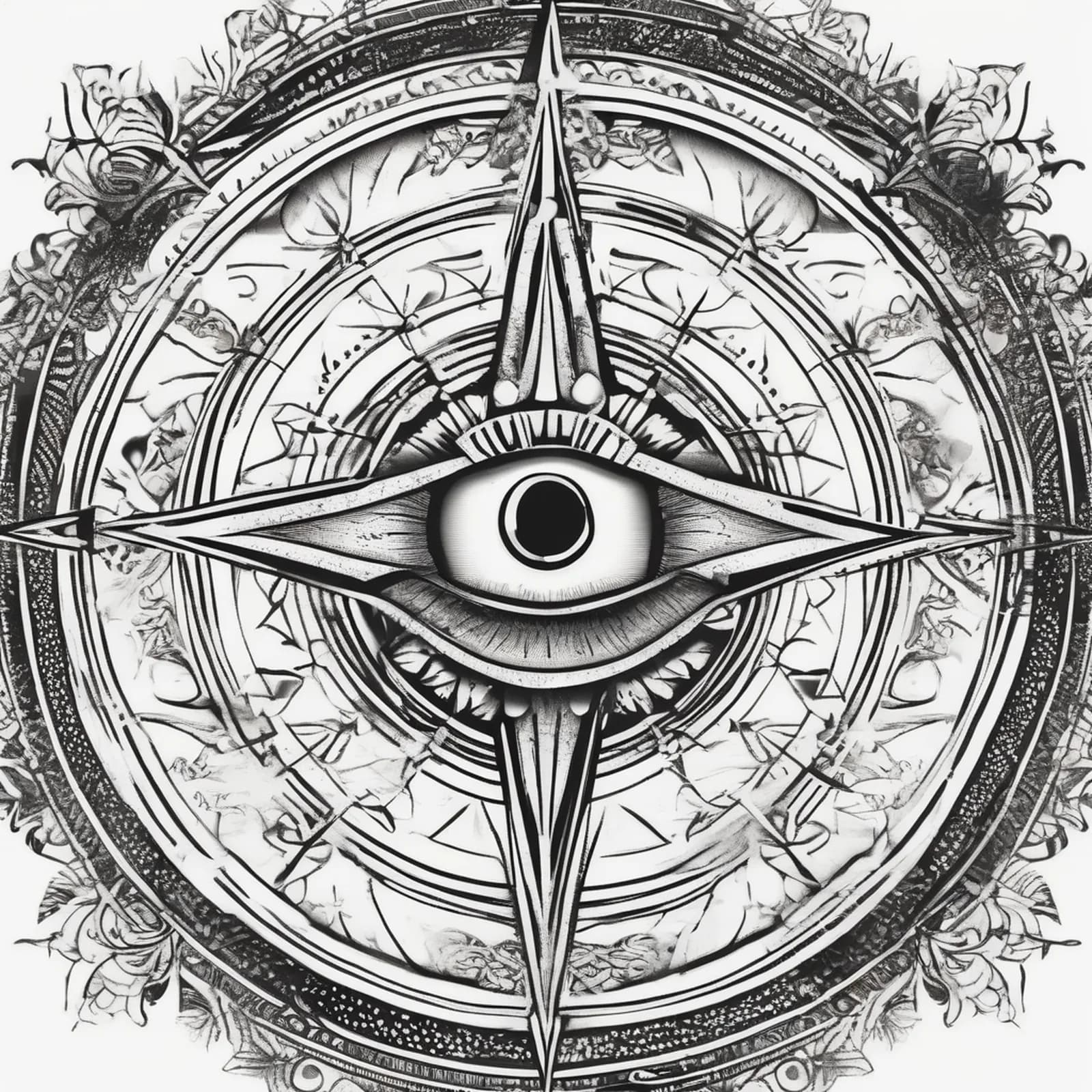 Compass And Eye tattoo design