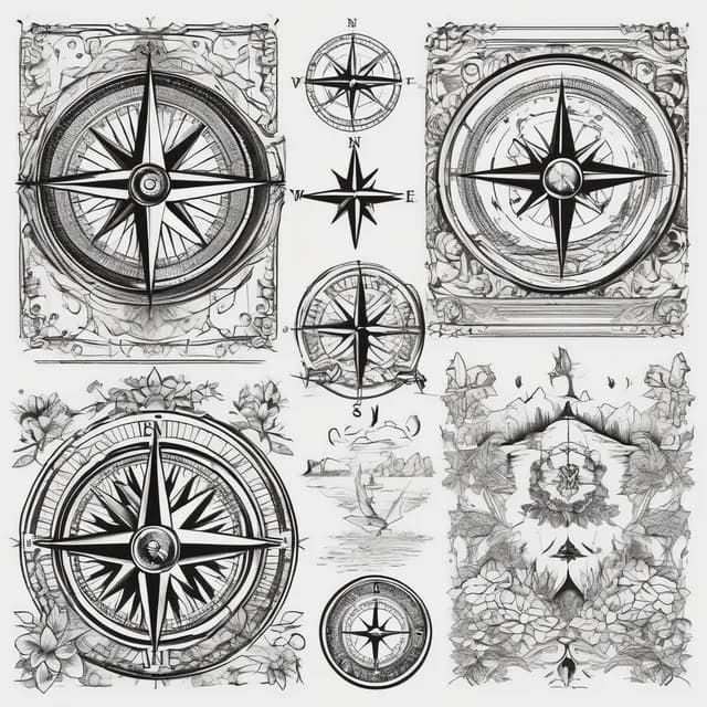 Compass And Family Silhouettes tattoo design