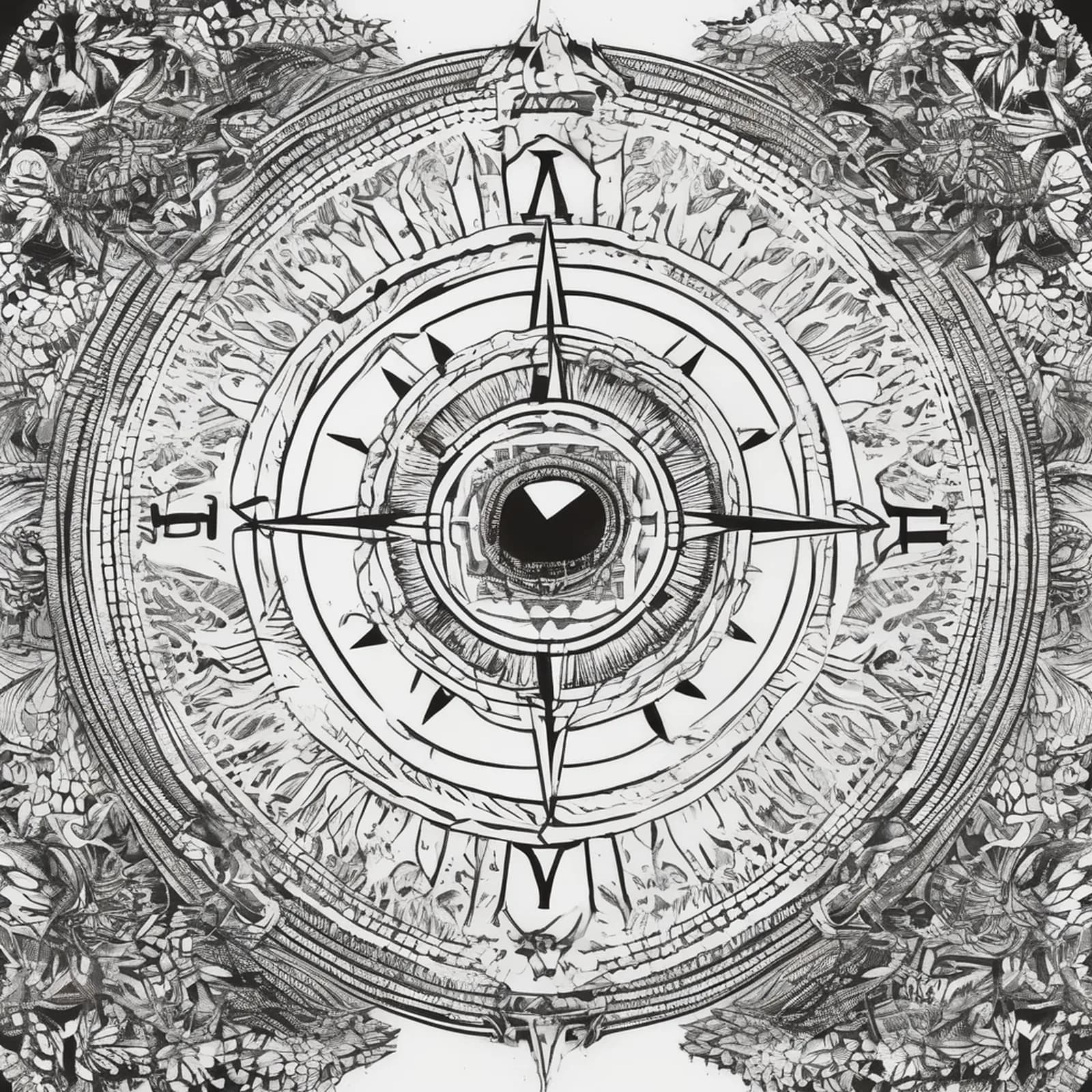 Compass And Fingerprint tattoo design