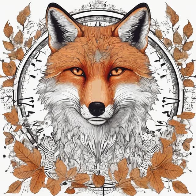 Compass And Fox tattoo design