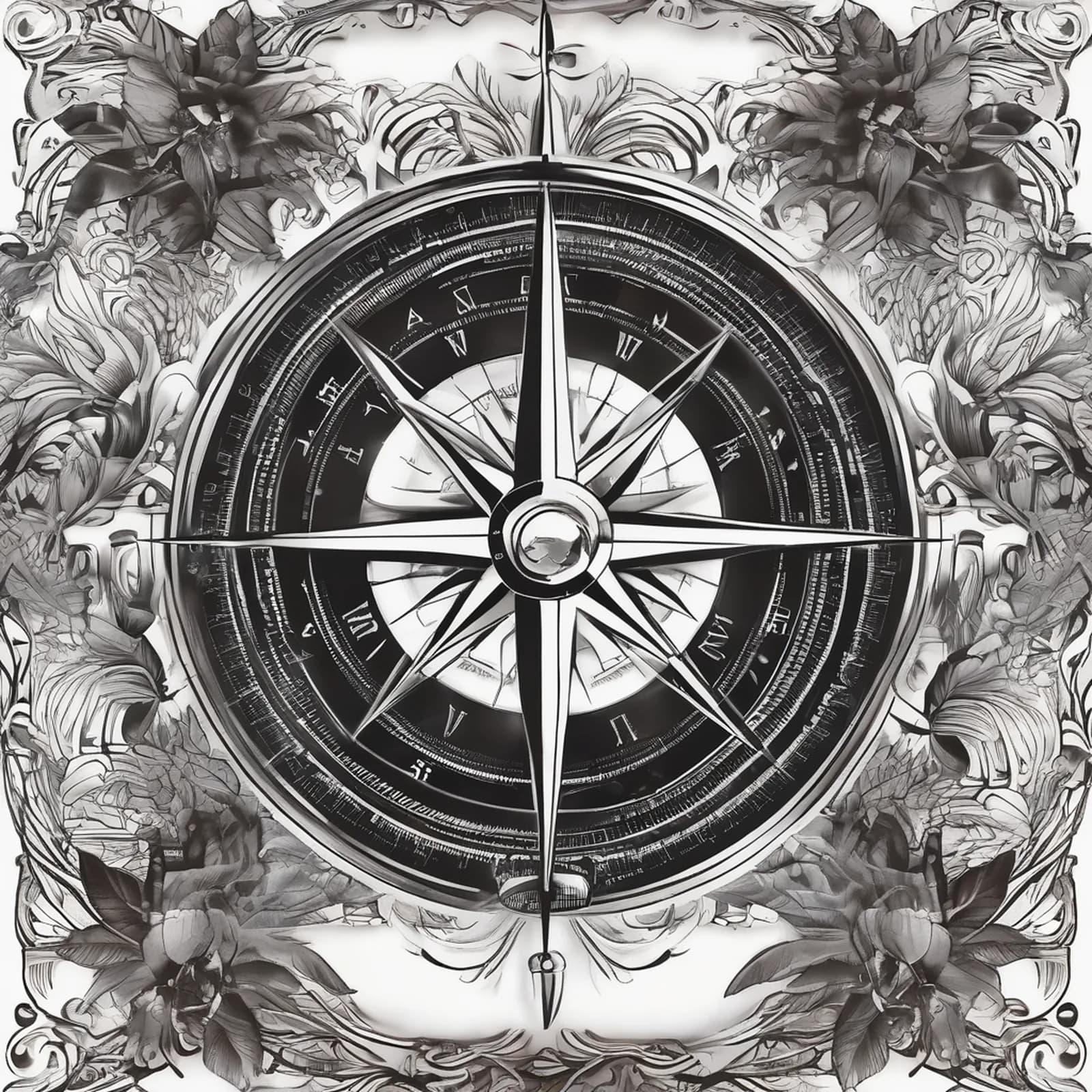 Compass And Globe tattoo design, alternative version 2