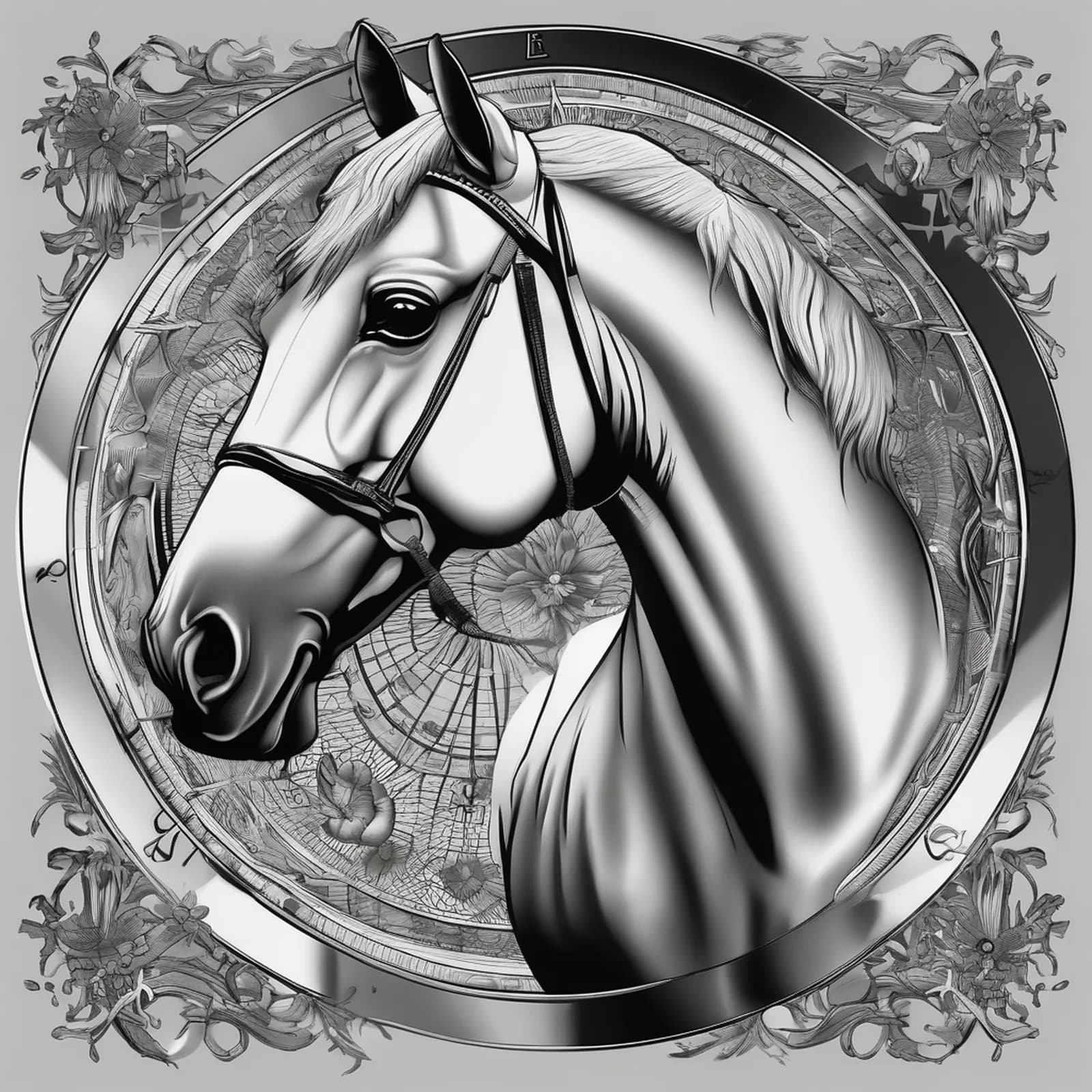 Compass And Horse tattoo design