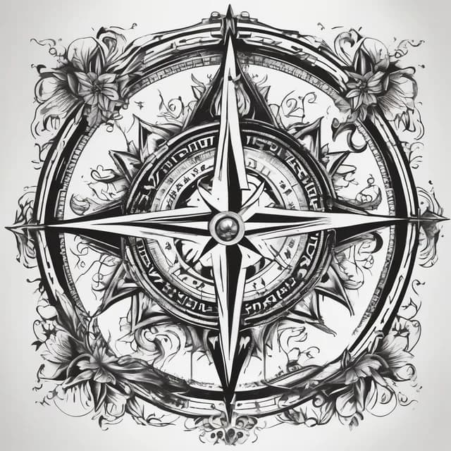 Compass And Horseshoe tattoo design