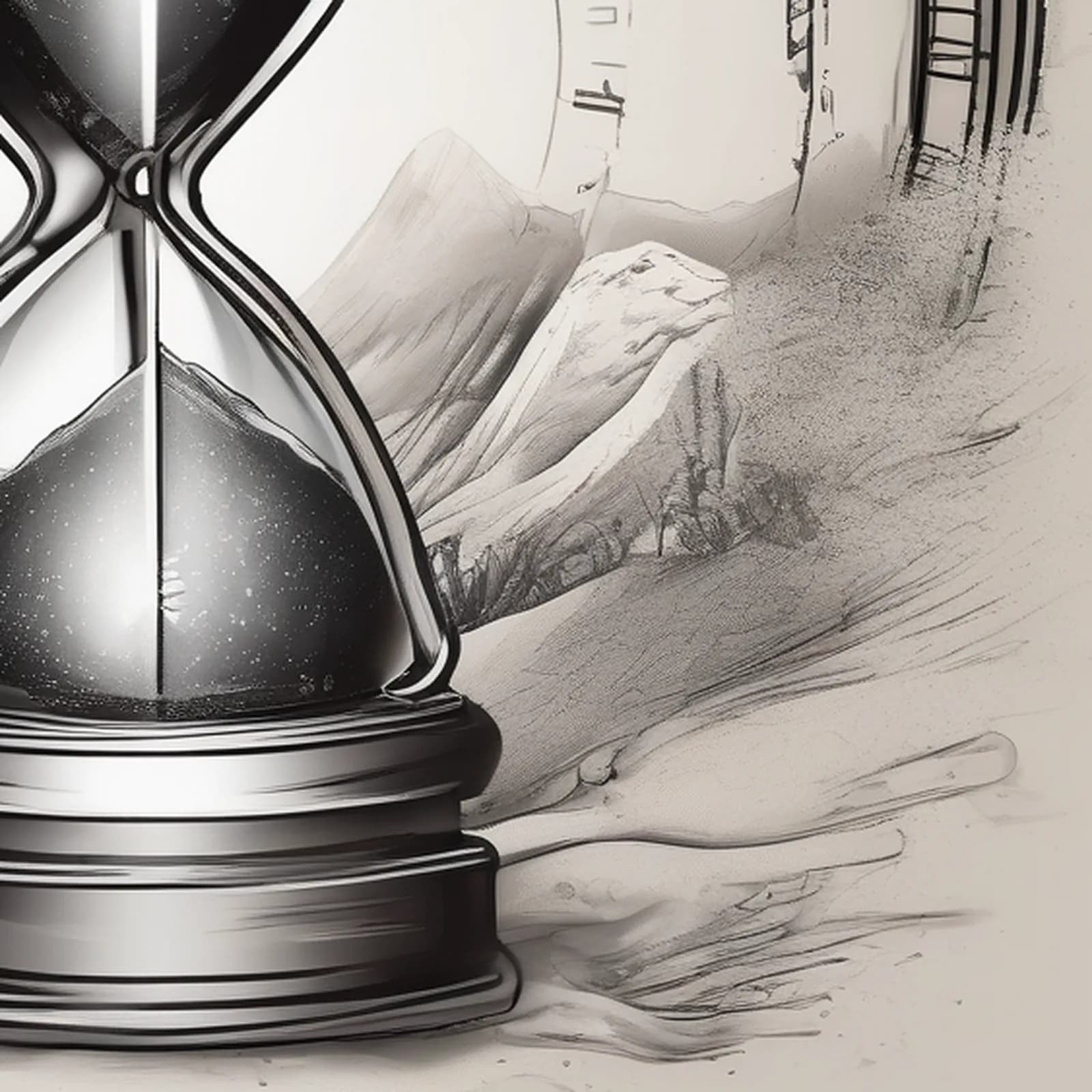 Compass And Hourglass tattoo design, close-up detail