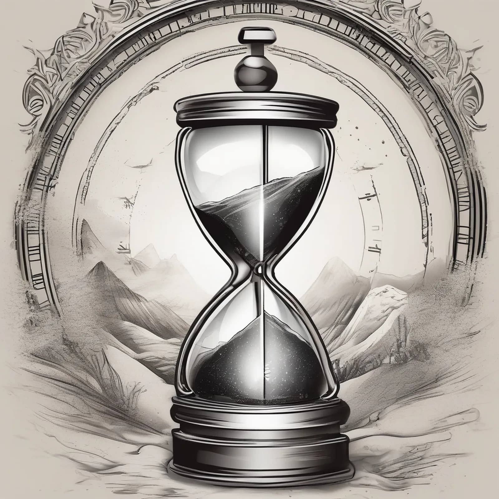 Compass And Hourglass tattoo design