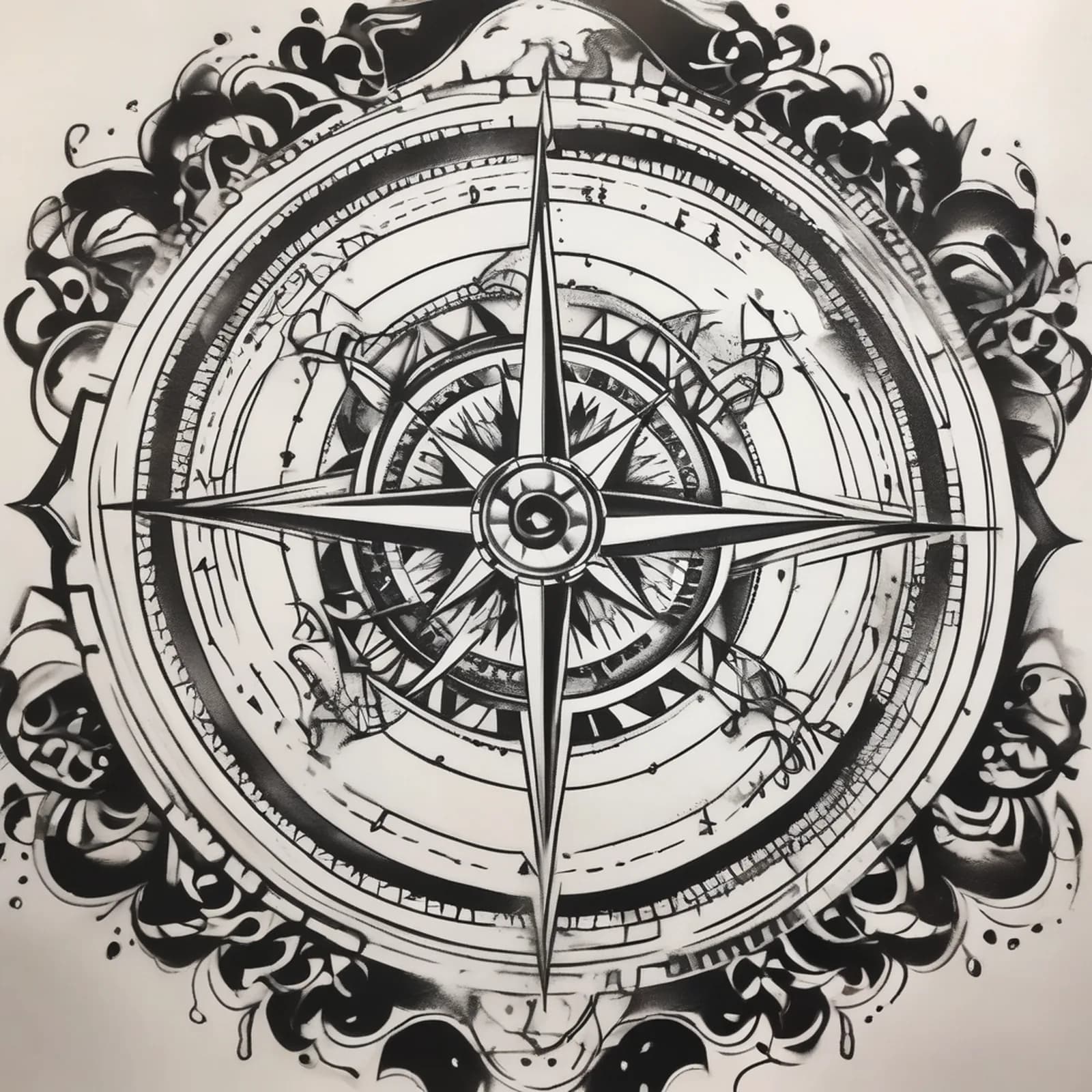 Compass And Infinity tattoo design, alternative version 2