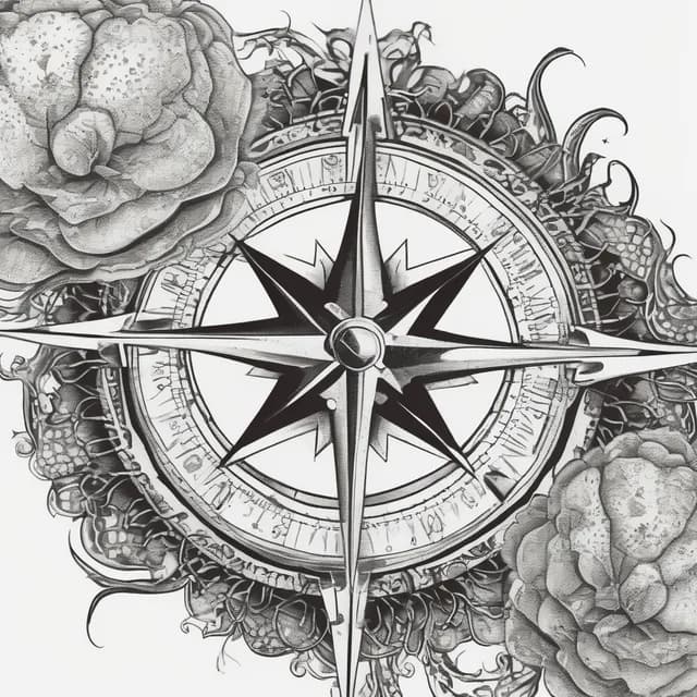 Compass And Jellyfish tattoo design