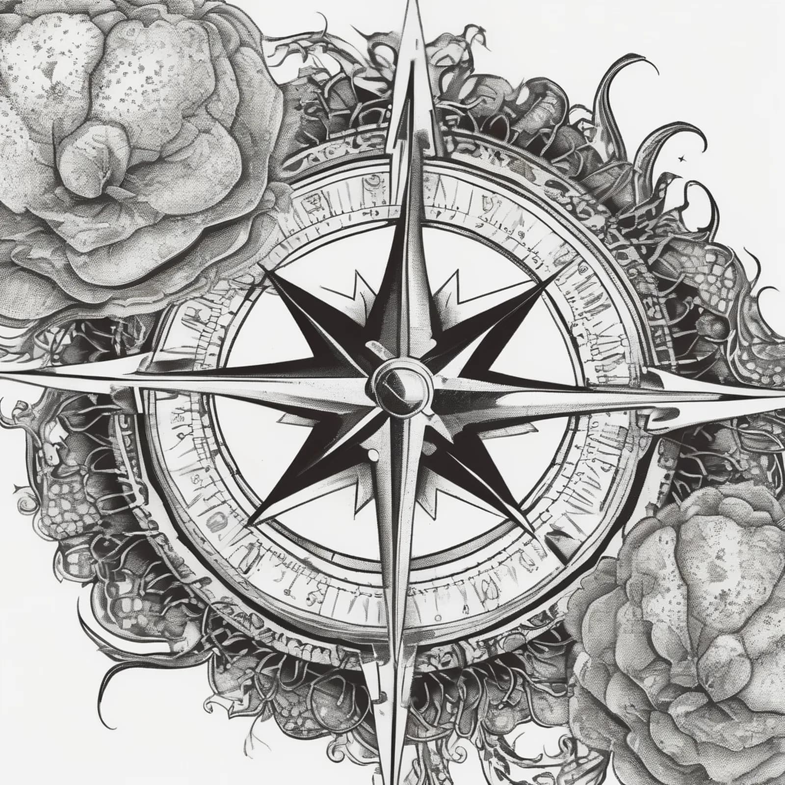 Compass And Jellyfish tattoo design