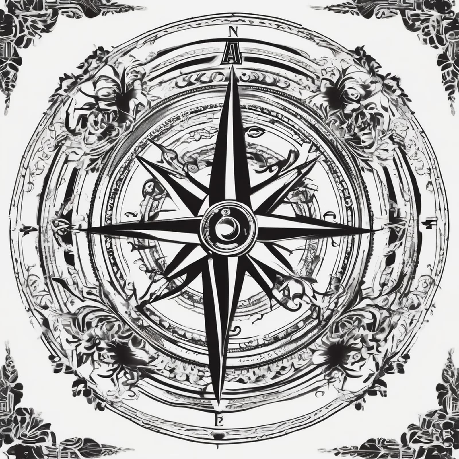 Compass And Key tattoo design