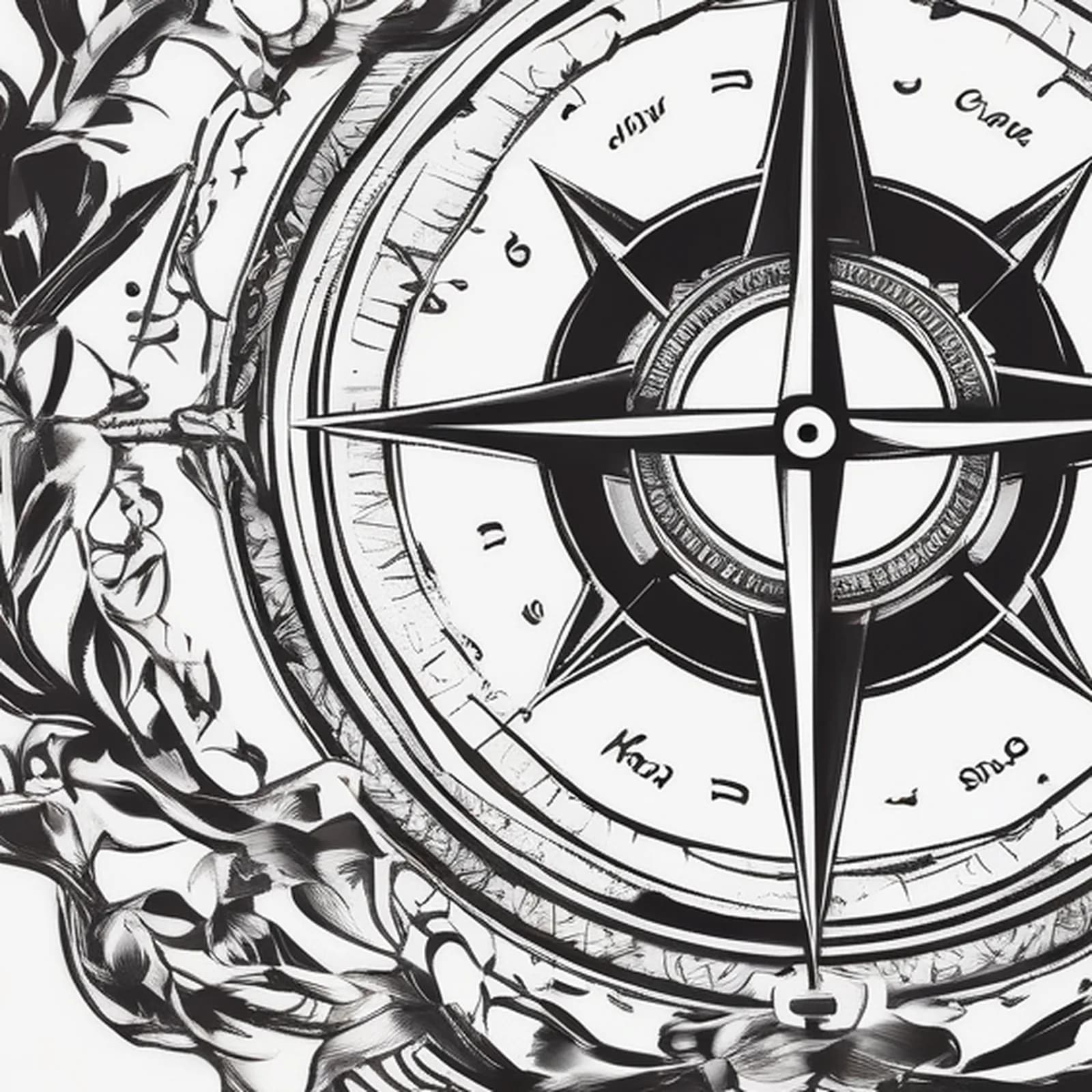 Compass And Knot tattoo design, close-up detail