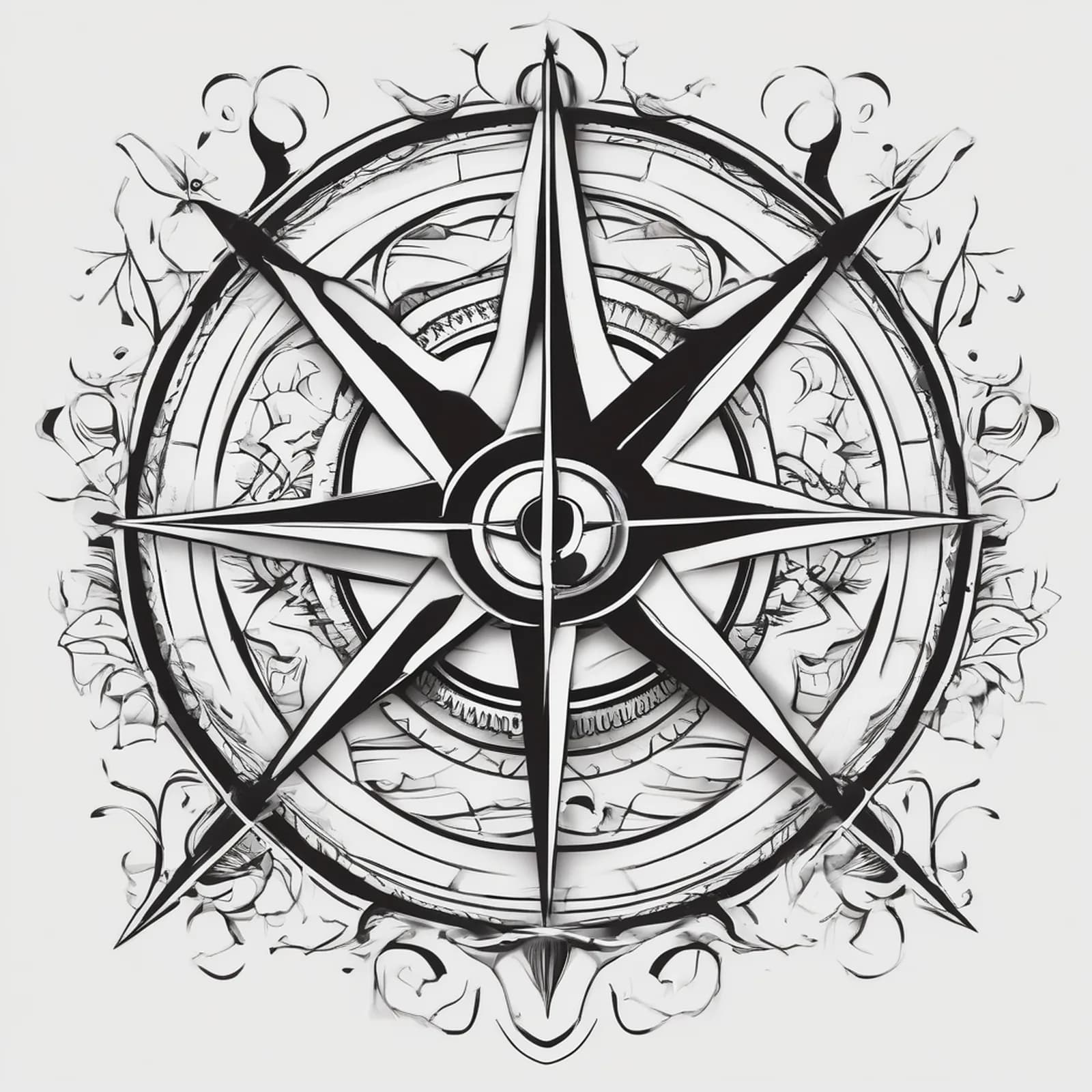 Compass And Knot tattoo design, alternative version 2