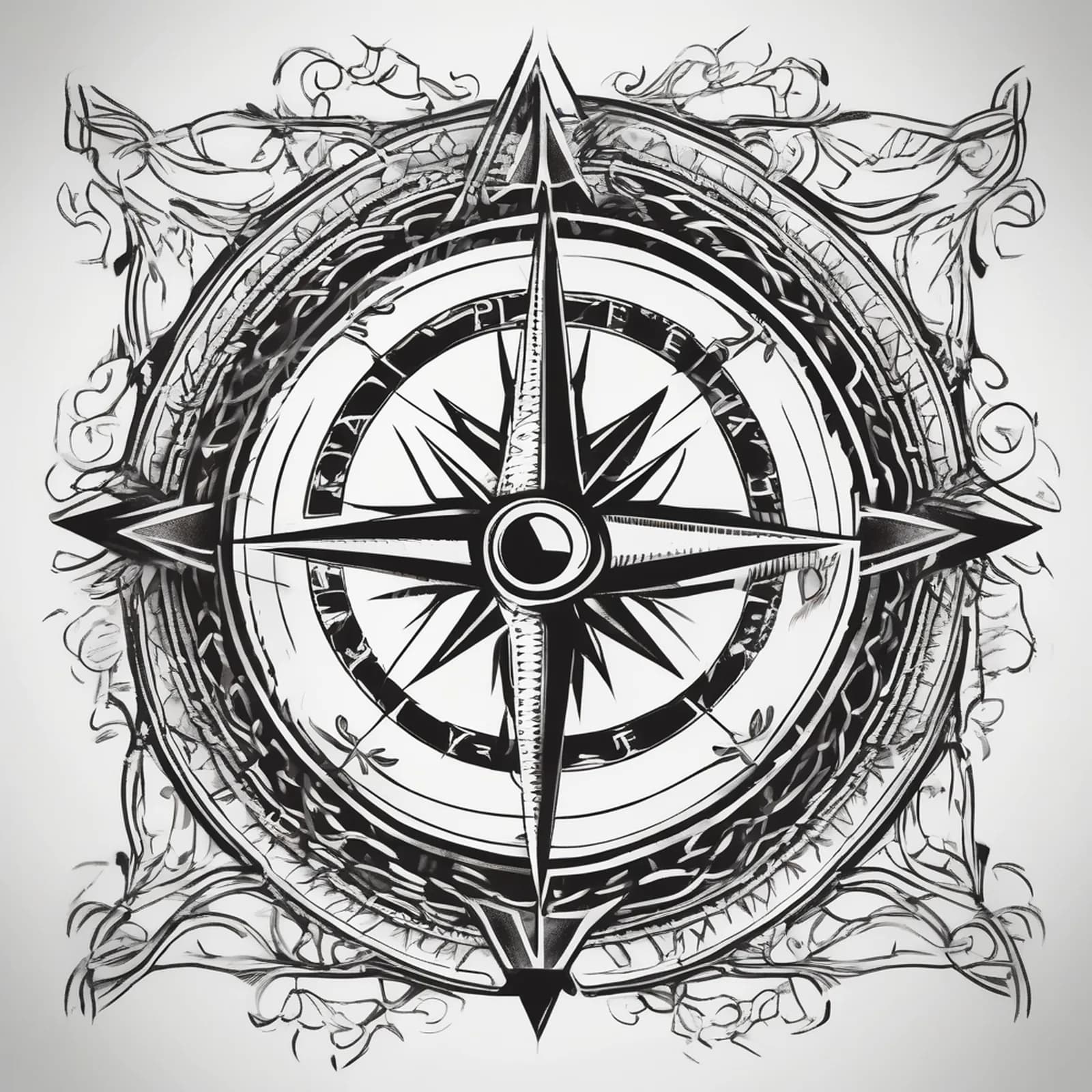 Compass And Knot tattoo design, alternative version 3
