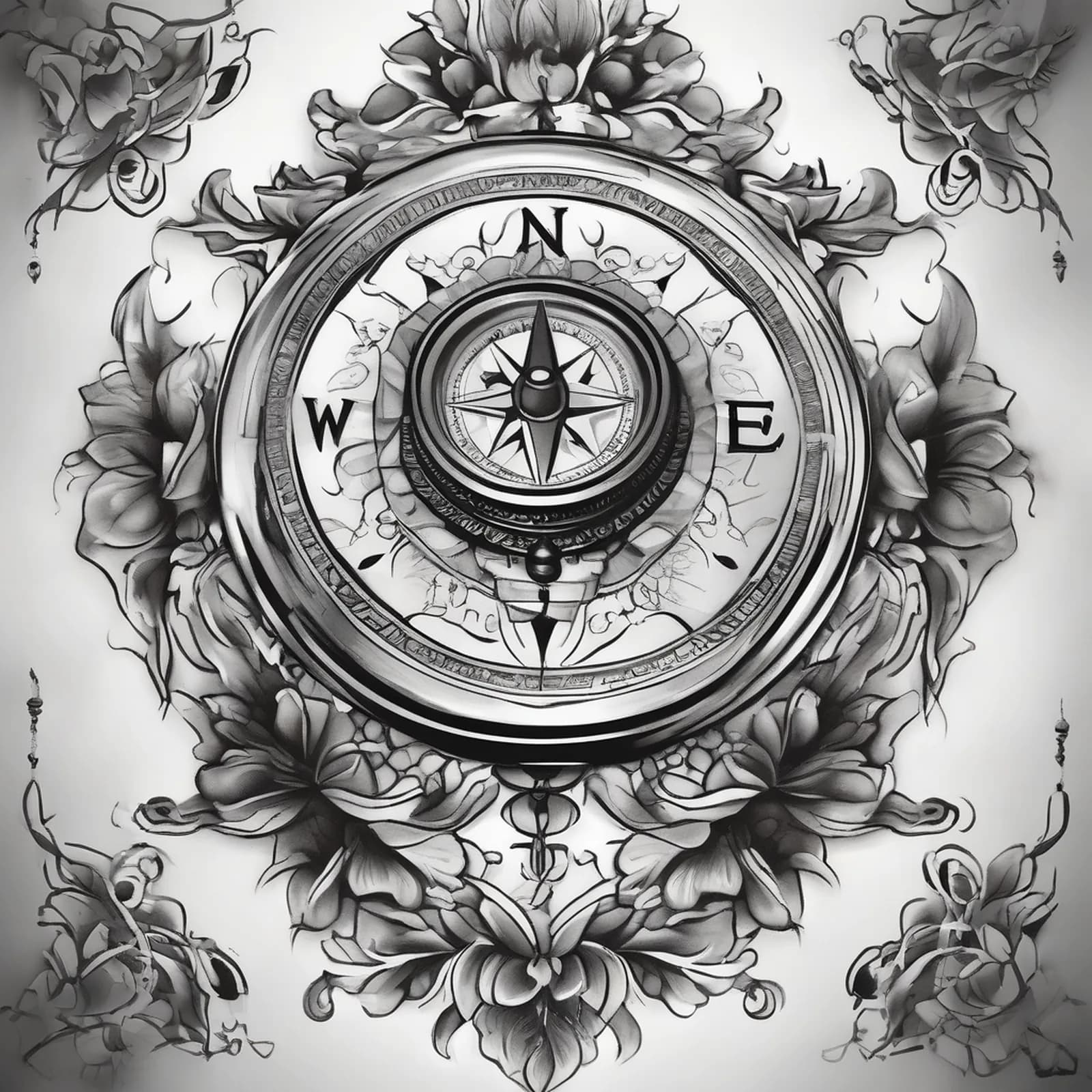 Compass And Lantern tattoo design