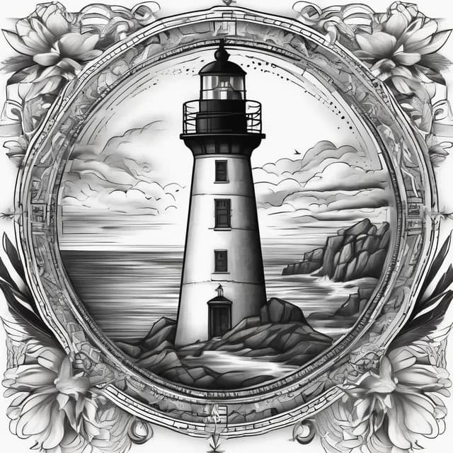 Compass And Lighthouse tattoo design