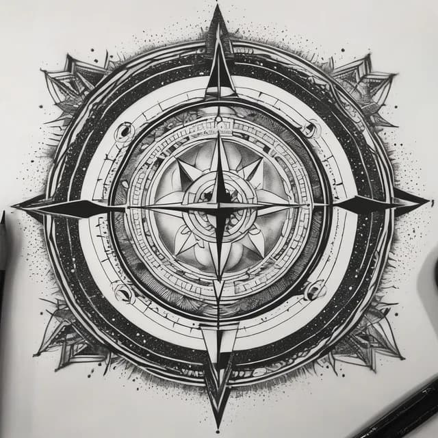 Compass And Moon Phases tattoo design