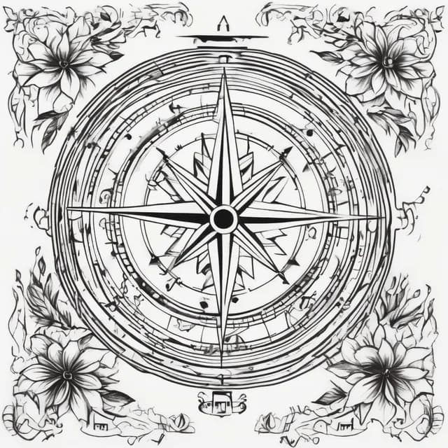Compass And Music Notes tattoo design