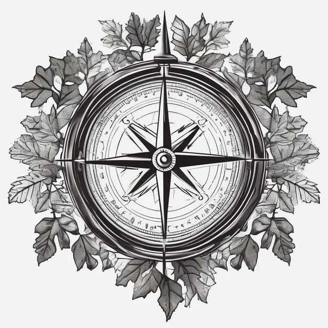 Compass And Oak Tree tattoo design
