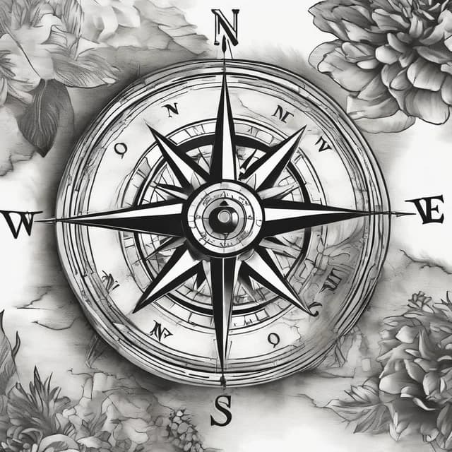 Compass And Old Map tattoo design
