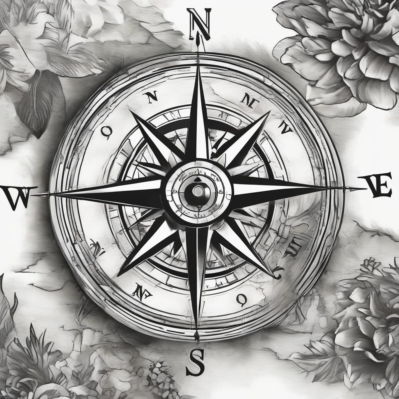 Compass And Old Map tattoo design