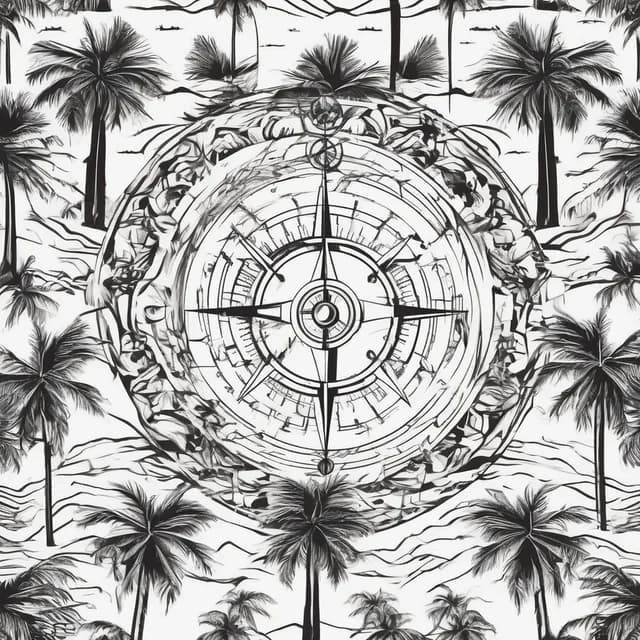 Compass And Palm Trees tattoo design