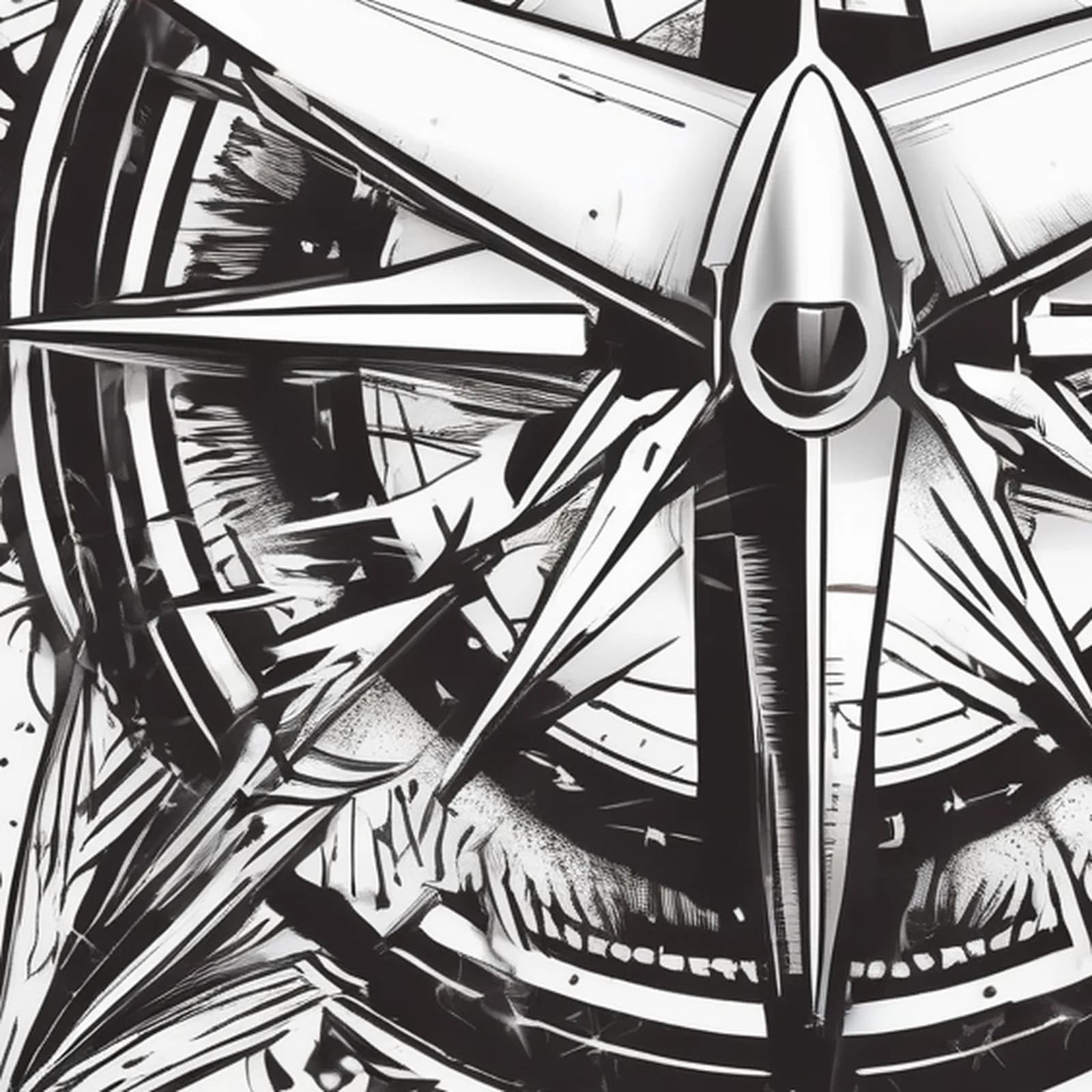 Compass And Paper Plane tattoo design, close-up detail