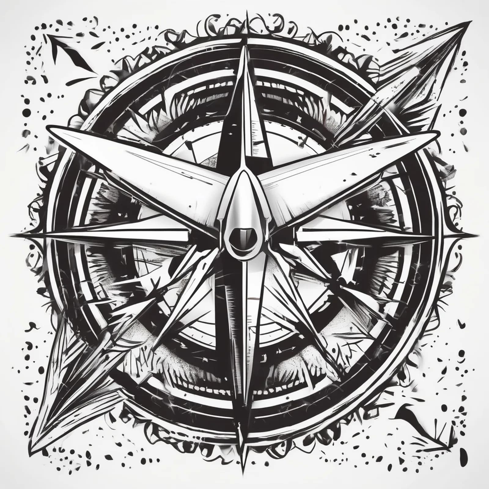 Compass And Paper Plane tattoo design