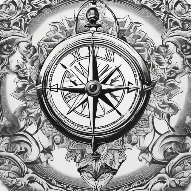 Compass And Pocket Watch tattoo design