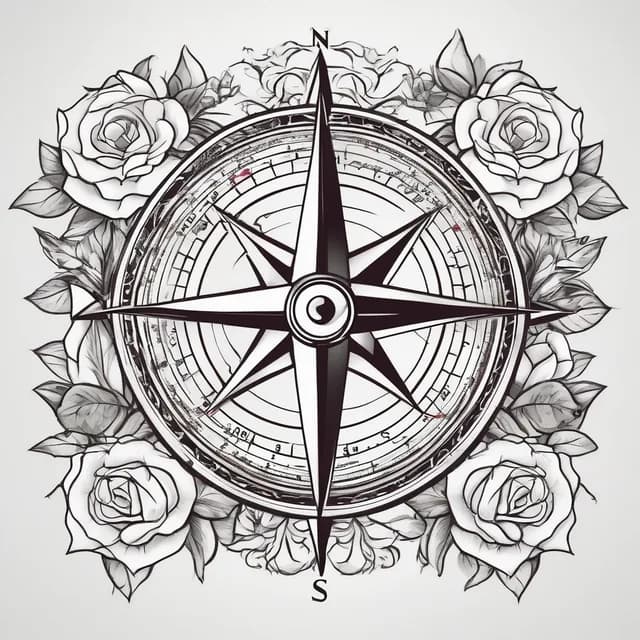 Compass And Roses tattoo design