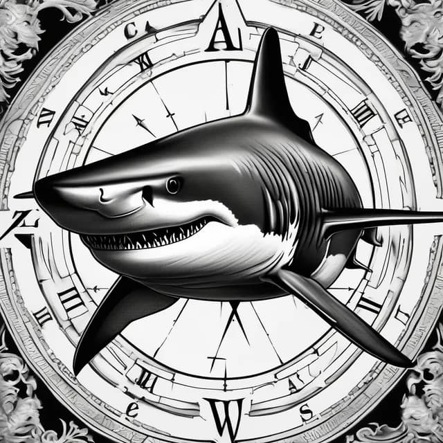 Compass And Shark tattoo design