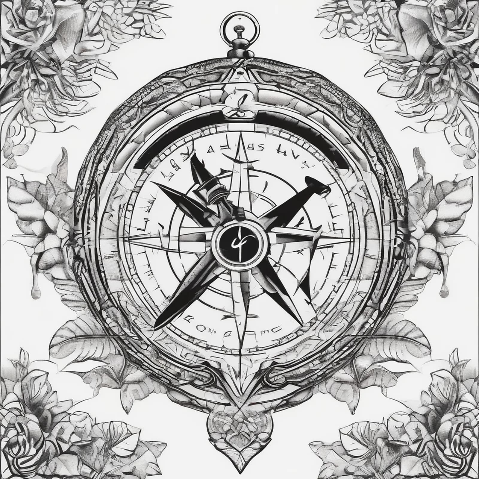 Compass And Snake tattoo design