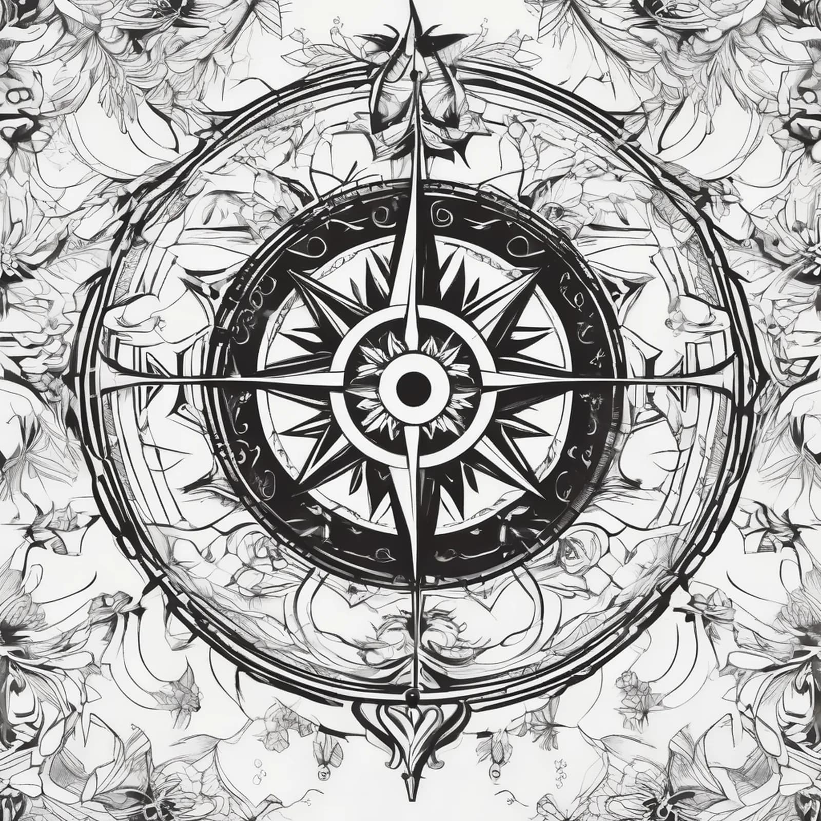 Compass And Snowflake tattoo design