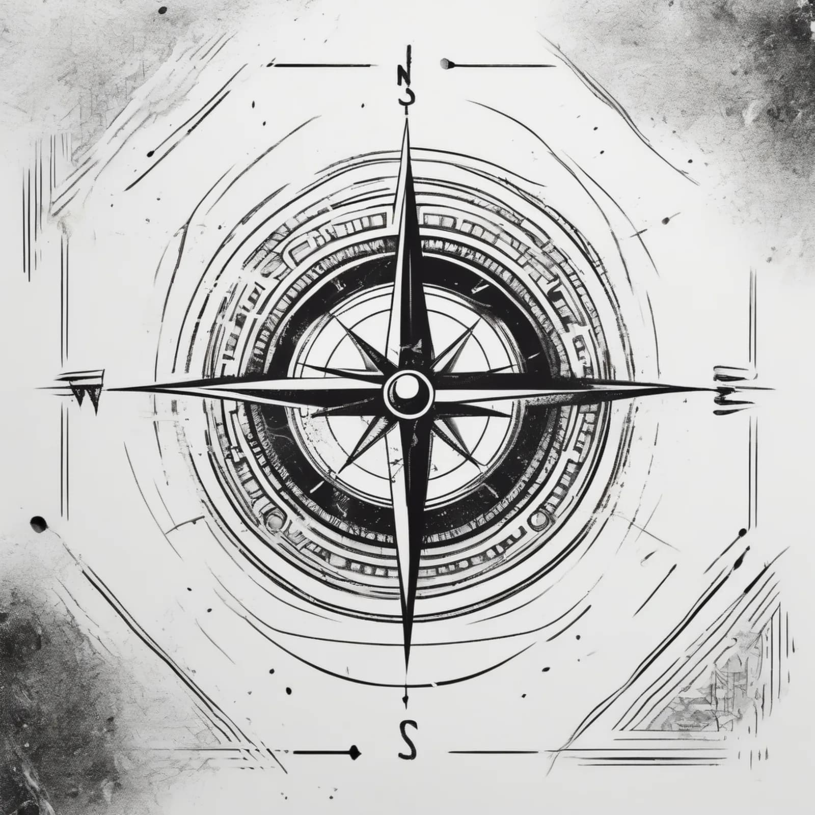 Compass And Soundwave tattoo design