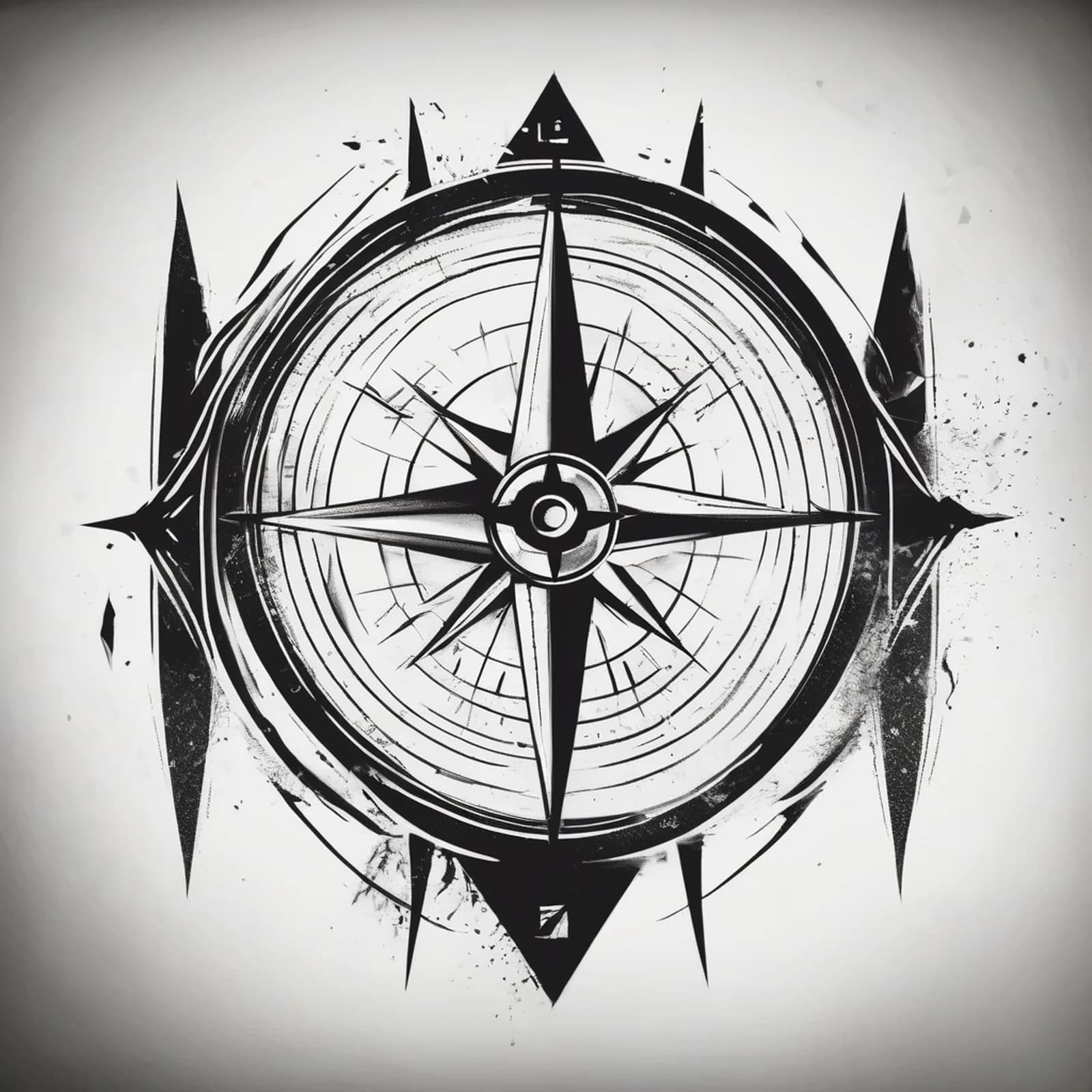 Compass And Soundwave tattoo design, alternative version 4