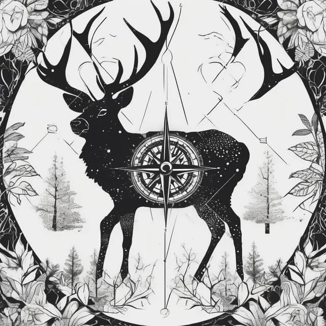Compass And Stag tattoo design