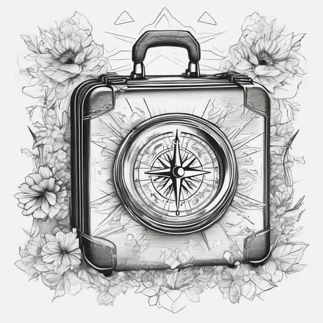 Compass And Suitcase tattoo design