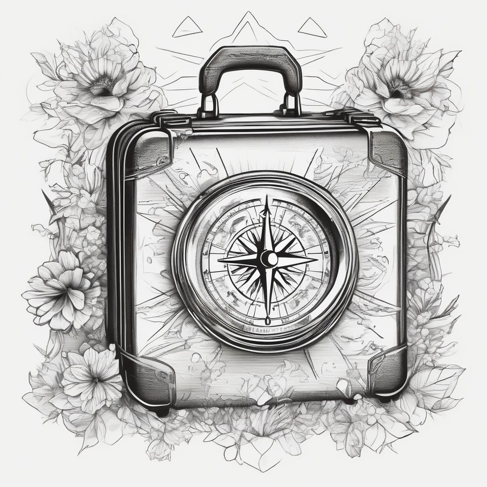 Compass And Suitcase tattoo design