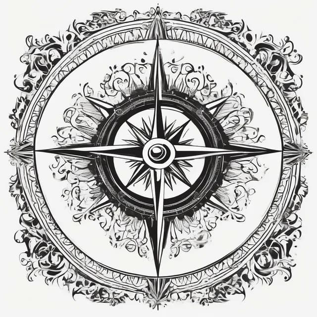Compass And Sun tattoo design