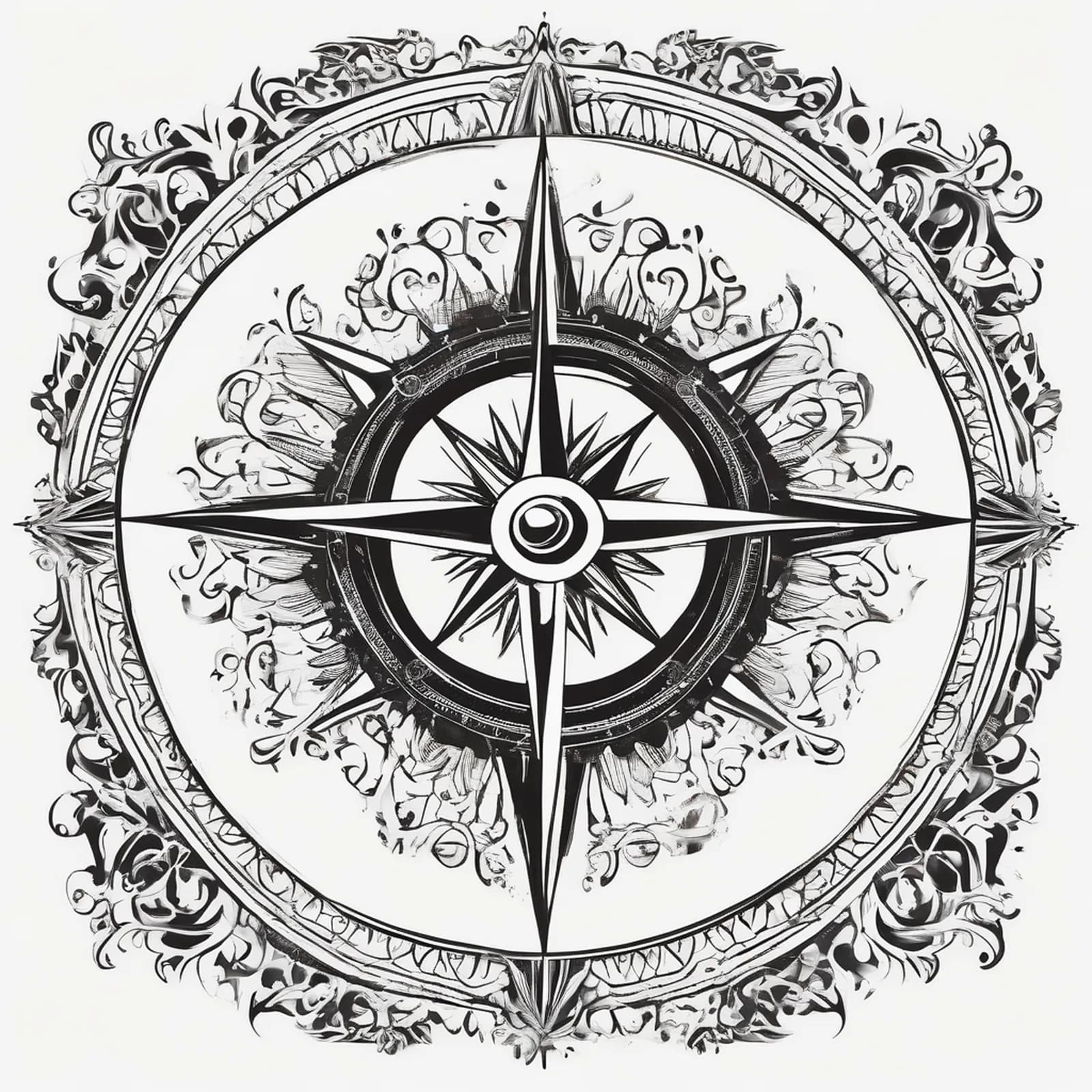 Compass And Sun tattoo design